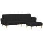 Sofá cama de 2 plazas con taburete tela negro