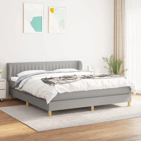 Box spring bed with light gray fabric mattress 180x200 cm by vidaXL, Beds and slatted bases - Ref: Foro24-3126981, Price: 526...