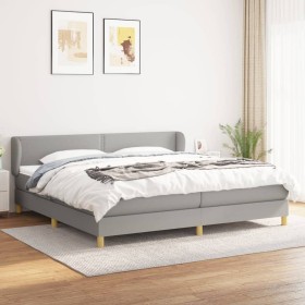 Cama box spring con colchón tela gris claro 200x200 cm de vidaXL, Camas y somieres - Ref: Foro24-3126749, Precio: 582,66 €, D...