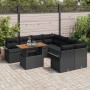 Conjunto de sofá de jardín con cojín 9 pcs Negro