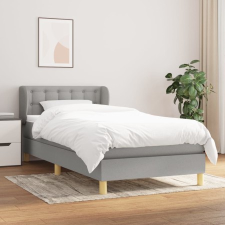 Cama box spring con colchón tela gris claro 90x200 cm de vidaXL, Camas y somieres - Ref: Foro24-3127093, Precio: 319,23 €, De...