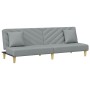 Sofá cama de 2 plazas con almohadas y taburete tela gris claro