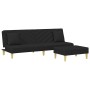 Sofá cama de 2 plazas con almohadas y taburete tela negro
