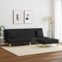 Sofá cama de 2 plazas con almohadas y taburete tela negro