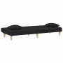Sofá cama de 2 plazas con almohadas y taburete tela negro