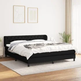 Box spring bed with black fabric mattress 160x200 cm by vidaXL, Beds and slatted bases - Ref: Foro24-3126495, Price: 510,98 €...