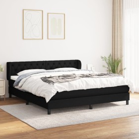 Cama box spring con colchón tela negro 160x200 cm