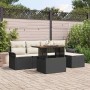 Conjunto de sofá de jardín con cojín 6 pcs Negro y crema