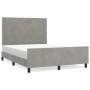 Bed frame with light gray velvet headboard 140x190cm by vidaXL, Beds and slatted bases - Ref: Foro24-3125629, Price: 207,24 €...