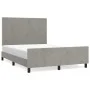 Bed frame with light gray velvet headboard 140x190cm by vidaXL, Beds and slatted bases - Ref: Foro24-3125629, Price: 204,38 €...