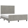 Bed frame with light gray velvet headboard 140x190cm by vidaXL, Beds and slatted bases - Ref: Foro24-3125629, Price: 207,24 €...