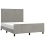 Bed frame with light gray velvet headboard 140x190cm by vidaXL, Beds and slatted bases - Ref: Foro24-3125629, Price: 204,38 €...