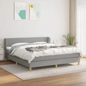 Box spring bed with light gray fabric mattress 180x200 cm by vidaXL, Beds and slatted bases - Ref: Foro24-3126661, Price: 534...
