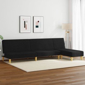 Juego de sofás 2 piezas tela negro Juego de sofás 2 piezas tela negro