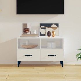 Glänzend weißer Sperrholz-TV-Schrank 80x36x50 cm von vidaXL, TV-Möbel - Ref: Foro24-812597, Preis: 60,12 €, Rabatt: %