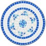 Juego de bistró de mosaico de hierro y cerámica azul y blanco