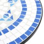 Juego de bistró de mosaico de hierro y cerámica azul y blanco