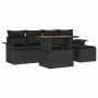 Conjunto de sofá de jardín con cojín 6 pcs Negro