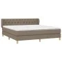 Box spring bed with taupe gray fabric mattress 160x200 cm by vidaXL, Beds and slatted bases - Ref: Foro24-3127057, Price: 524...