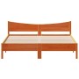 Cama sin colchón madera maciza de pino marrón cera 200x200 cm
