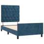 Estructura cama con cabecero terciopelo azul oscuro 80x200 cm