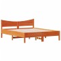 Cama sin colchón madera maciza de pino marrón cera 160x200 cm