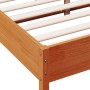 Cama sin colchón madera maciza de pino marrón cera 160x200 cm