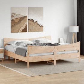 Estructura de cama sin colchón madera maciza de pino 200x200 cm Estructura de cama sin colchón madera maciza de pino 200x200 cm