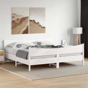 Cama sin colchón madera maciza de pino blanca 180x200 cm Cama sin colchón madera maciza de pino blanca 180x200 cm