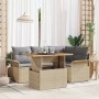 Conjunto de sofá de jardín con cojín 5 pcs beige y gris claro