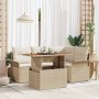 Conjunto de sofá de jardín 5 pcs beige y crema 100 x 55 x 73 cm
