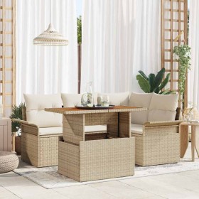 Conjunto de sofá de jardín 5 pcs beige y crema 100 x 55 x 73 cm