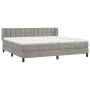 Cama box spring con colchón terciopelo gris claro 200x200 cm