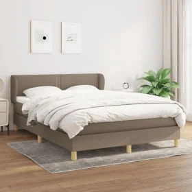 Box spring bed with taupe gray fabric mattress 140x200 cm by vidaXL, Beds and slatted bases - Ref: Foro24-3126729, Price: 423...