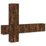 Muebles de TV de pared 5 pzas madera ingeniería roble ahumado