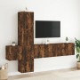 Muebles de TV de pared 5 pzas madera ingeniería roble ahumado