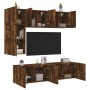 Muebles de TV de pared 5 pzas madera ingeniería roble ahumado