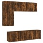 Muebles de TV de pared 5 pzas madera ingeniería roble ahumado