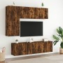 Muebles de TV de pared 5 pzas madera ingeniería roble ahumado