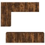 Muebles de TV de pared 5 pzas madera ingeniería roble ahumado