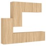 Muebles de TV de pared 5 pzas madera de ingeniería roble Sonoma
