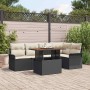 Conjunto de sofá de jardín 6 pcs Negro y crema 100 x 55 x 73 cm