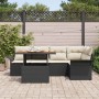 Conjunto de sofá de jardín 6 pcs Negro y crema 100 x 55 x 73 cm