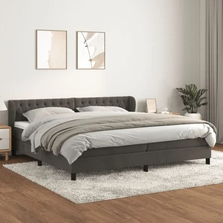Box spring bed with dark gray velvet mattress 200x200 cm by vidaXL, Beds and slatted bases - Ref: Foro24-3127692, Price: 561,...