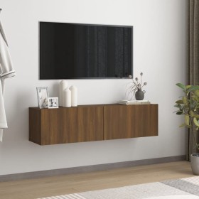 Mueble pared TV madera contrachapada roble marrón 120x30x30 cm