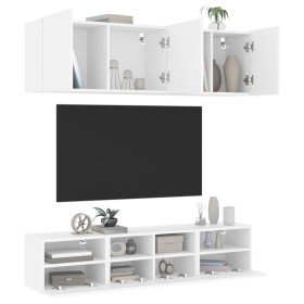 Muebles de TV de pared 5 piezas madera de ingeniería blanco en Muebles TV | Comprar online en Foro24