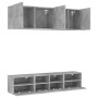 Muebles de TV de pared 5 pzas madera ingeniería gris hormigón