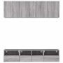 Muebles de TV de pared 5 pzas madera de ingeniería gris Sonoma