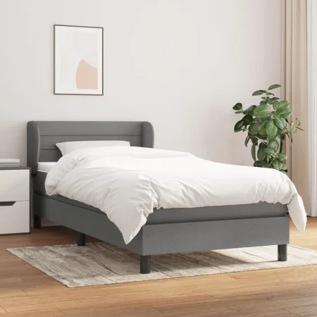 Box spring bed with dark gray fabric mattress 100x200 cm by vidaXL, Beds and slatted bases - Ref: Foro24-3126302, Price: 327,...