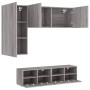 Muebles de TV de pared 4 pzas madera de ingeniería gris Sonoma